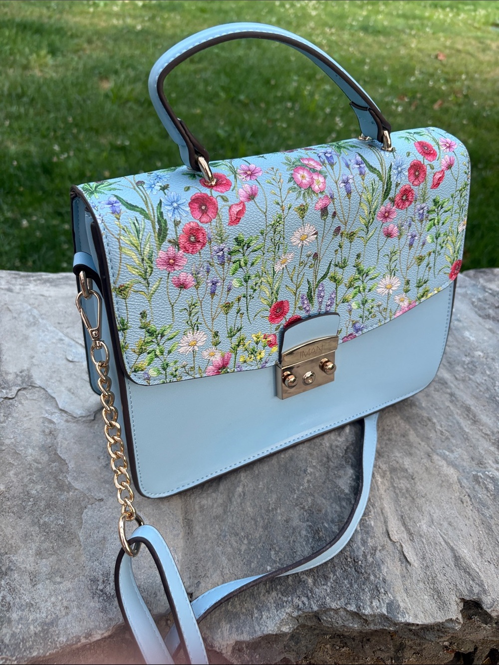 NWOT Iman satchel purse with removable shoulder chain strap